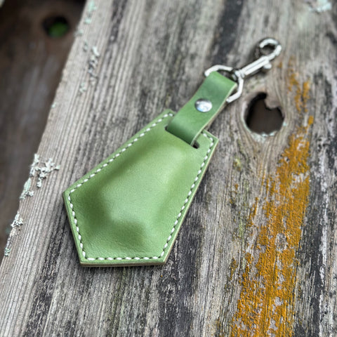 Leather Weighted Key FOB Green