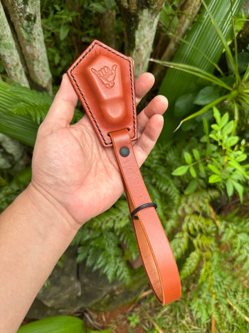 Leather Weighted Wristlet Chestnut