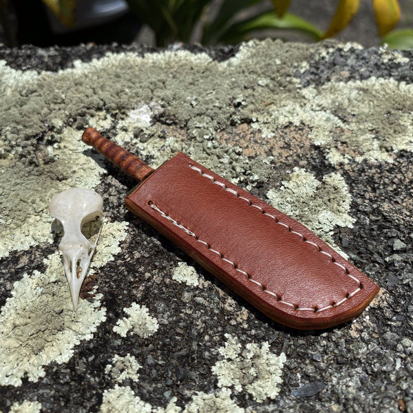Titanium Bowie Dab Tool with Leather Sheath